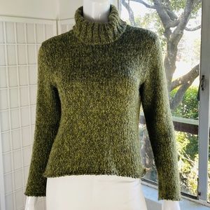 CACHAREL, Green Turtleneck Sweater, M.